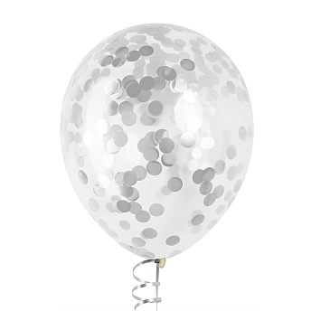 Воздушный шар с конфетти "Серебро хром большие" 
