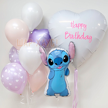 Композиция из шаров "Нежный Стич" 