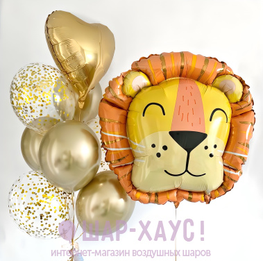 Композиция из шаров "Лев и золотой фонтан"  фото