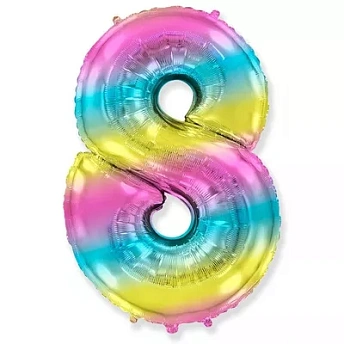 Фольгированная цифра 8 с гелием Радуга разноцветная