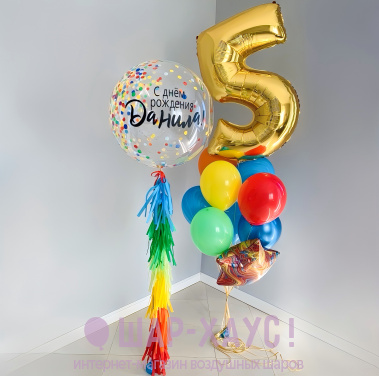 Композиция из шаров "Разноцветный день рождения" фото