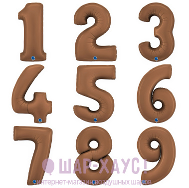 Фольгированные шары цифры "Сатин Шоколад" 1 шт (102 см) фото