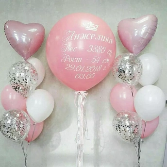 Композиция из шаров на выписку + большой шар