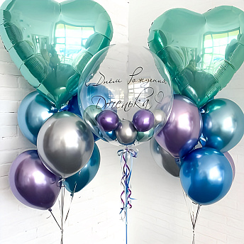 Композиция из шаров "Сердца тиффани" 