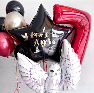 Композиция из шаров "Поздравление от Совы" фото