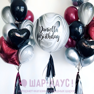 Композиция из шаров "Мраморные рубины"  фото