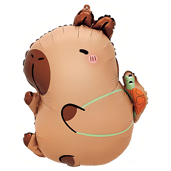 Фольгированная фигура "Капибара с черепашкой" 64 см