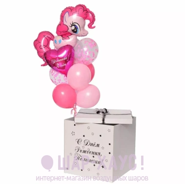 Коробка сюрприз с шарами "Пинки Пай" фото