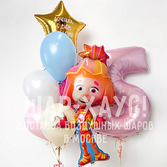 Композиция из шаров "Симка с фонтаном и цифрой" 