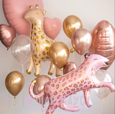 Композиция из шаров "Леопард и жираф с сердцами" фото
