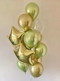 Фонтан из воздушных шаров "Золотой Лайм"