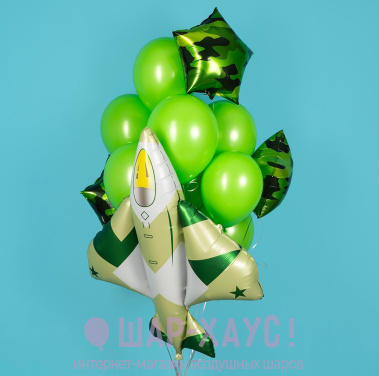 Фонтан из 13 шаров "Военный самолет" фото