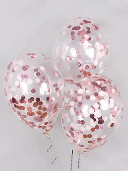 Воздушные шары с конфетти "Розовое золото" 