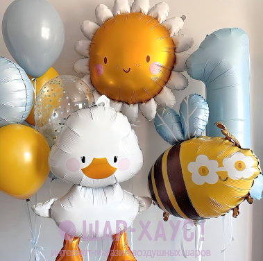 Композиция из шаров "Полянка"  фото