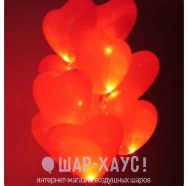 Светящиеся сердца с гелием большие (40 см) фото
