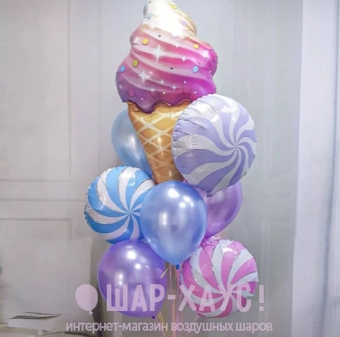 Букет из воздушных шаров "Карамельки с мороженым" фото