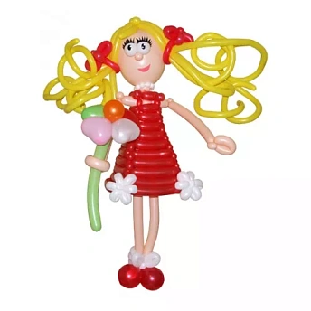 Фигура из шариков "Девочка в красном платье"