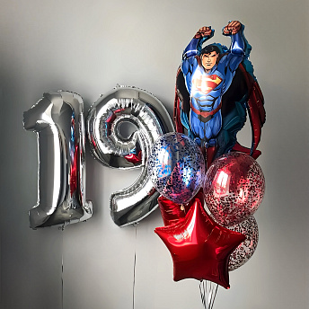 Композиция из шаров "День рождения супермена"
