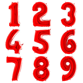 Фольгированные шары цифры "Красные" 1 шт. (102 см)