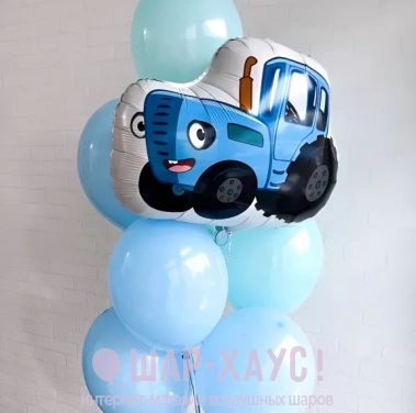 Фонтан из шаров "Синий трактор" фото