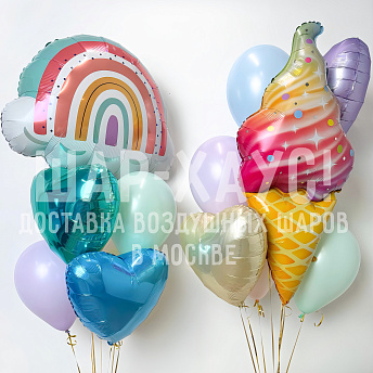 Композиция из двух фонтанов "Радужное мороженое"