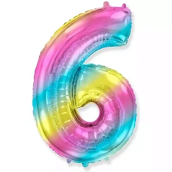 Фольгированная цифра 6 с гелием Радуга разноцветная
