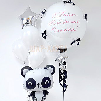 Композиция из шаров "Панда и бантики" 
