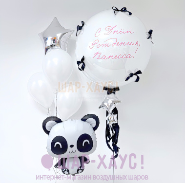 Композиция из шаров "Панда и бантики"  фото