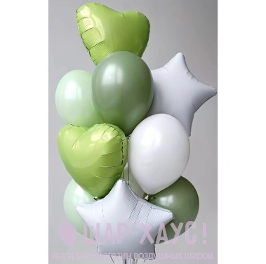 Букет из воздушных шаров с гелием "Салатовый" фото
