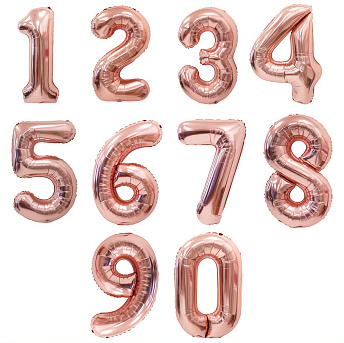 Фольгированные шары цифры "Розовое золото" 1 шт. (102 см)