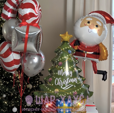Композиция из шаров "Уютное рождество"  фото