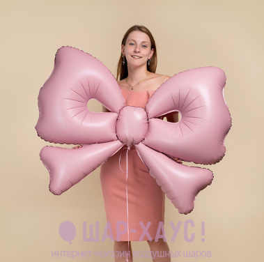 Фольгированная фигура "Бант розовый сатин" фото