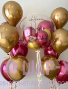 ярко розовые шары хром золотые шары на день рождения девушке хромированные круглосуточная доставка шаров по москве фото