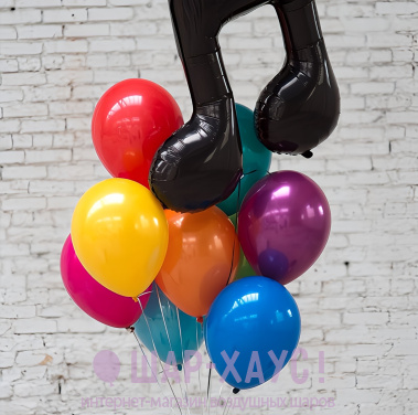 Фонтан из шаров "Разноцветная нота" фото