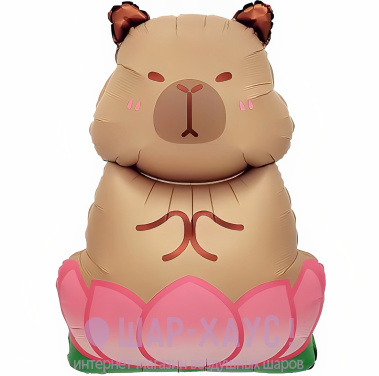 Фольгированная фигура "Капибара в лотосе" 86 см фото