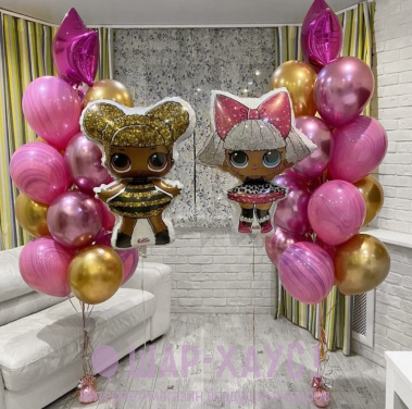 Композиция из шаров "Дива и Пчелка два фонтана"  фото