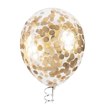 Воздушный шар с конфетти "Золото хром большие" 