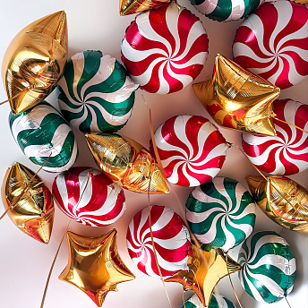 20 Фольгированных шаров под потолок "Рождество"