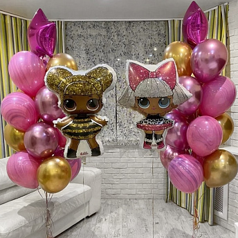 Композиция из шаров "Дива и Пчелка два фонтана" 