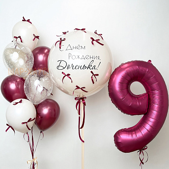 Композиция из шаров "Гранатовые бантики"