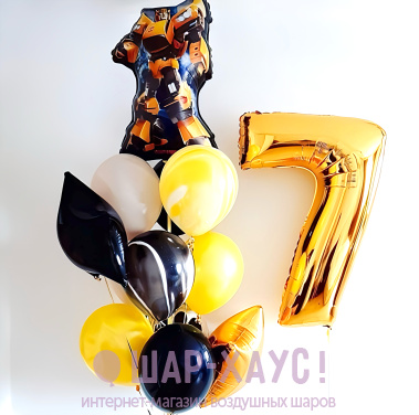 Композиция из шаров "Мрамор Бамблби"  фото