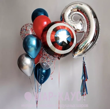 Композиция из шаров "Капитан Америка" фото