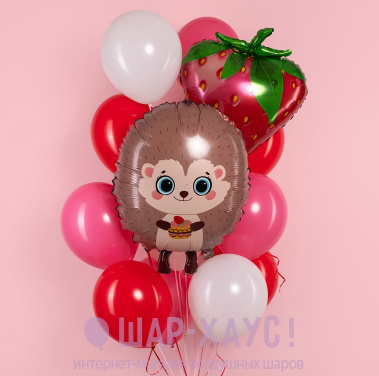 Фонтан из шаров "Клубничный ежик" фото