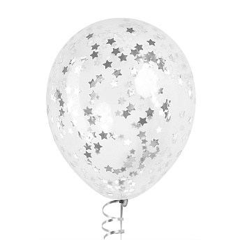 Воздушный шар с конфетти "Серебряные звезды" 