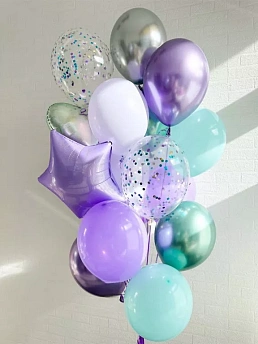 Букет из воздушных шаров с гелием "Лиловая мята"