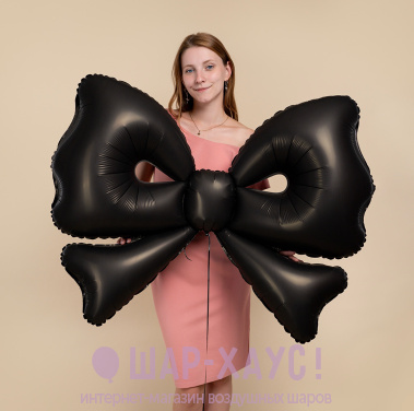 Фольгированная фигура "Бант черный сатин" фото