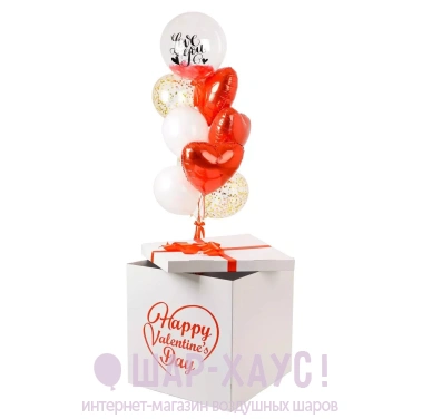 Коробка сюрприз с шарами "Happy valentines day" фото
