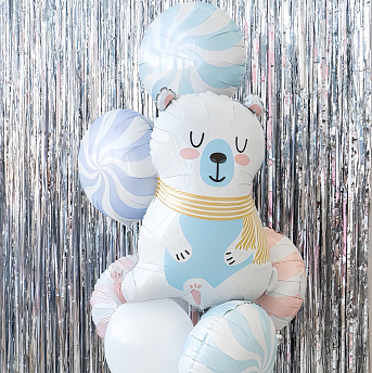 Фонтан из шаров "Снежный мишка" 