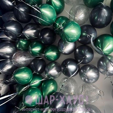 Шары с гелием под потолок "Зеленый антрацит" фото