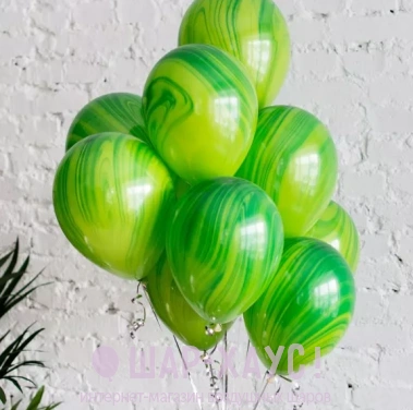Шары агаты с гелием "Зеленые" фото